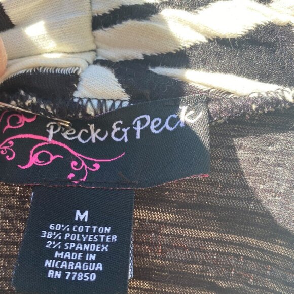 Woman's Peck & Peck Black & White Geo Over Shirt Jacket Blazer Top Size Medium - Picture 7 of 8